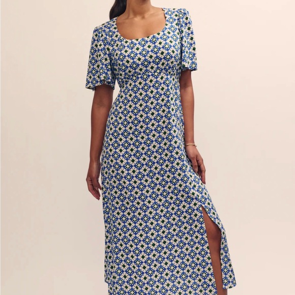 Blue Geometric Midi Dress - Picture 9 of 9